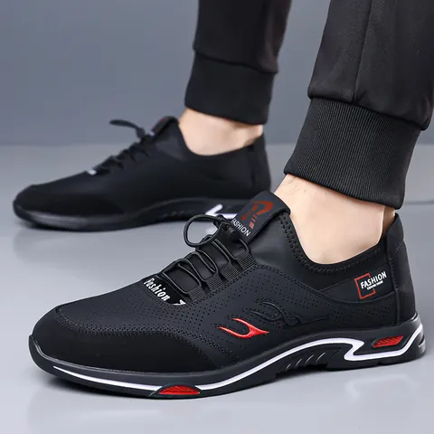 Men Casual Shoes Summer Breathable Hollow Mesh Sneakers Lightweight Slip-on Walking Shoes Textile Non-slip Sport Shoes For Men