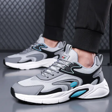 Men's Mesh Breathable Sports Casual Shoes Lightweight Soft Sole Fly-knit Sneakers Outdoor Travel Shoes Large Size Comfort