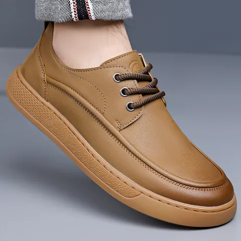 Scarpe in Pelle Uomo Business Casual Tendenza Vintage Suola Morbida Traspirante Stringate Piatte Microfibra Derby per Estate