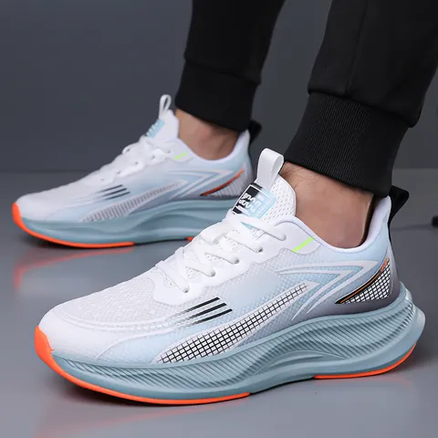 Zapatos de Correr de Malla Transpirable para Hombre Zapatillas Casuales con Cordones Moda Color Degradado Zapatos Deportivos para Estudiantes Resistentes