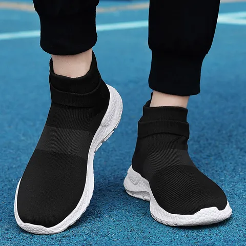 Men's Women's High Top Sock Sneakers Flyknit Breathable Lightweight Running Shoes For Outdoor Casual Sports Walking Athletics