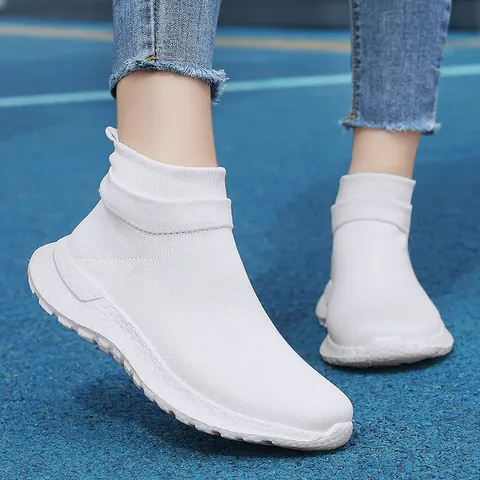 Men's Women's High Top Sock Sneakers Flyknit Breathable Lightweight Running Shoes For Outdoor Casual Sports Walking Athletics