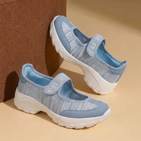 Zapatillas Mary Jane de Malla Transpirable para Mujer Zapatos de Papá Ligeros con Cierre de Contacto Calzado de Caminata Casual con Plataforma para Primavera Verano
