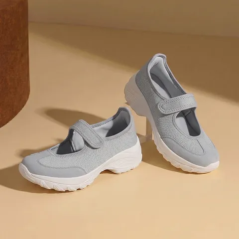 Zapatillas Mary Jane de Malla Transpirable para Mujer Zapatos de Papá Ligeros con Cierre de Contacto Calzado de Caminata Casual con Plataforma para Primavera Verano