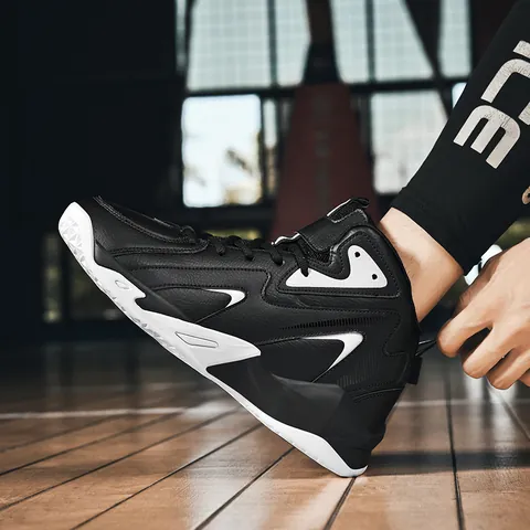 Men High-Top Basketball Shoes Professional Shock Absorption Outdoor Training Sneakers Large Size Sport Shoes For Teenagers