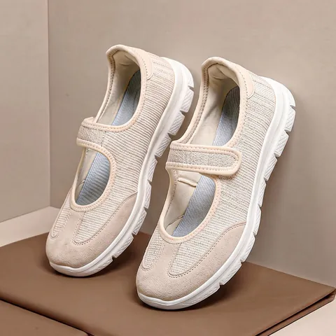 Zapatillas Mary Jane para Mujer Zapatos Casuales de Malla Transpirable para Caminar Ligeros con Velcro Deporte Moda Viaje Confort