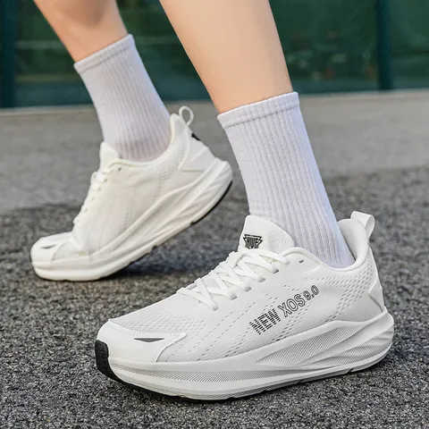Men Women Lightweight Breathable Mesh Running Shoes Competition Training Sneakers Thick Sole Casual Sports Shoes NEW XOS