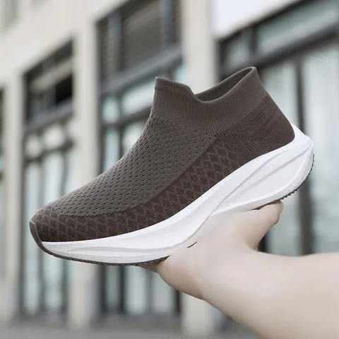 Unisex Breathable Flyknit Sock Sneakers Mesh Slip-On Lightweight Running Shoes For Men Women Casual Fashion Sports Shoes