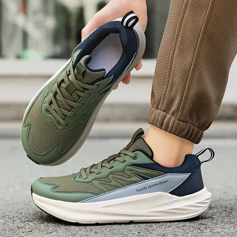 Unisex Ademend Mesh Hardloopschoenen Brede Teenbox Dikke Zool Lichtgewicht Casual Trendy Sneakers Voor Dames Heren