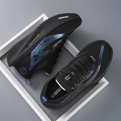 Scarpe da Corsa Casual da Uomo Estive in Rete Traspirante Sneakers a Suola Spessa Leggere Sportive Retro Trend Motivo a Fulmine