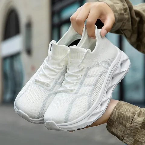 Unisex Breathable Fly-knit Sock Running Shoes Lightweight Hollow Shock Absorption Soft Sole Casual Sneakers for Men Women Couple