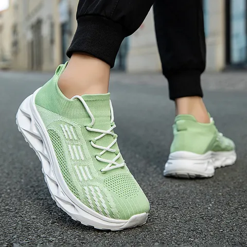 Unisex Breathable Fly-knit Sock Running Shoes Lightweight Hollow Shock Absorption Soft Sole Casual Sneakers for Men Women Couple