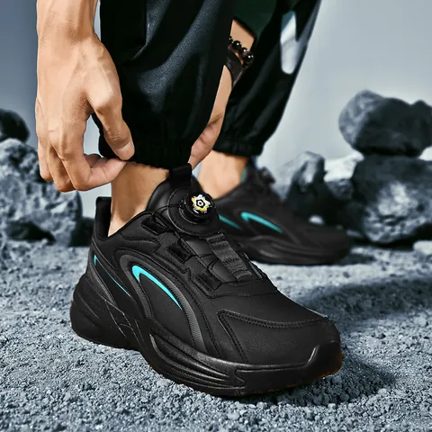 Scarpe da Trekking all'Aperto Unisex in Pelle Microfibra Antiscivolo Fibbia Girevole Scarpe da Ginnastica per Uomo Donna Sportive