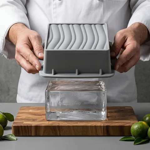 Caja de Conservación en Congelador de Silicona de Grado Alimenticio Con Tapa Molde Graduado para Salsa Sopa Apto para Microondas