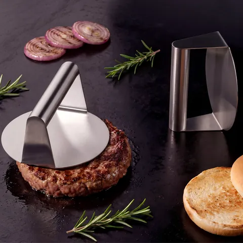 Stainless Steel Round Manual Burger Patty Meat Press Household Multi-Purpose Kitchen Tool Bacon Presser For Griddle Grill