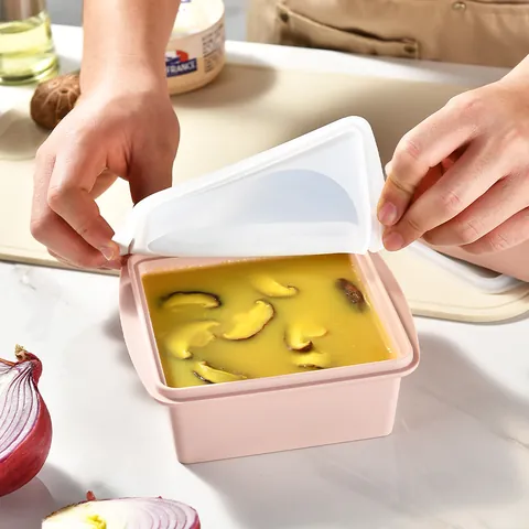 Siliconen Gedeelde Vershoudbakje Met Deksel Magnetronbestendig Soepblokjes Vriesbakje Lunchbox Voor Keukenopslag