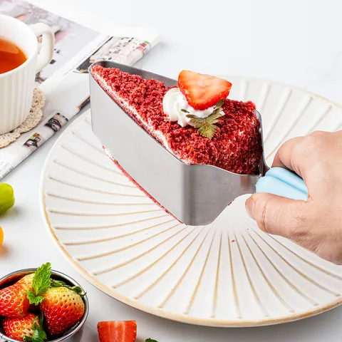 Stainless Steel Triangle Cake Slicer Server Cutter Baking Tools With Colorful Handle For Birthday Party Kitchen Gadget