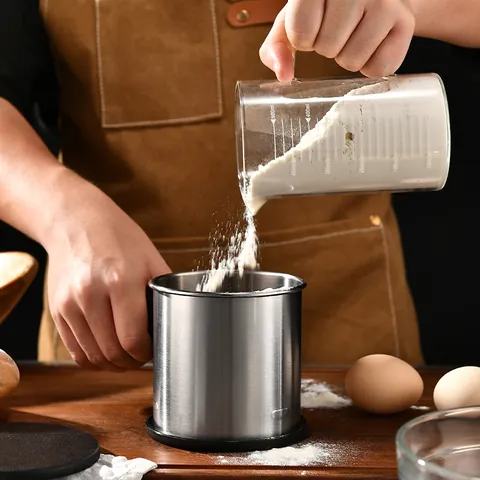 Tamiz de Harina Manual de Acero Inoxidable Semiautomático de Mano Con Mango Herramienta de Horneado para Cocina Filtro de Azúcar Harina