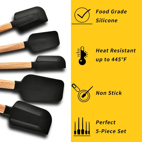 Heat Resistant Silicone Spatula With Natural Wood Handle For Baking Cream Butter Scraper Cake Mixing Kitchen Tool