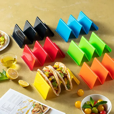 Colorful Plastic Taco Holder Stand Wave Shape Tortilla Rack For Home Kitchen Party Use PP Material Taco Tray Support