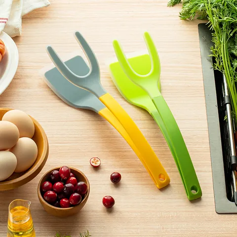 Pince Spatule en Silicone à Double Usage Pour Poêles Antiadhésives Résistant à la Chaleur Pour Steak Poisson Oeuf Pain Multifonctionnelle