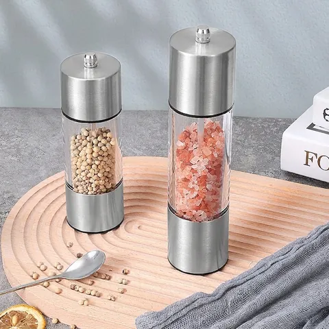 Manuelle Edelstahl Acryl Pfeffer Salz Mühle Mit Keramikkern Einstellbare Grobheit Gewürzmühle Küchenwerkzeug