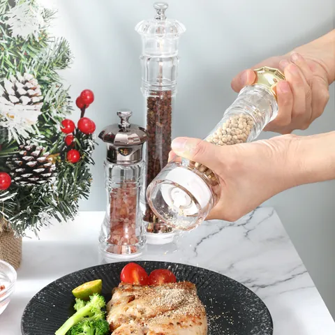 Manual Acrylic Pepper Grinder Ceramic Core Adjustable Coarseness Sea Salt Mill Seasonal Shaker Kitchen Seasoning Hand Tool