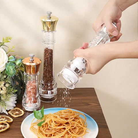 Manuelle Acryl Pfeffermühle Mit Verstellbarem Keramikkern Klare Salzmühle Blumenkopf Gewürzstreuer Für Die Küche