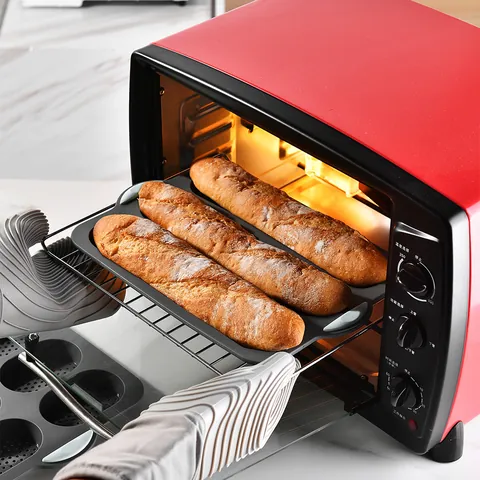 Non-Stick Perforated Silicone Baguette Pan French Bread Baking Mold For Home Kitchen Hot Dog Bun Tray Grey Baking Pan
