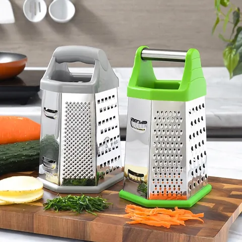 Stainless Steel Box Grater Multi-Functional Vegetable Slicer For Kitchen Potato Carrot Cheese Grater With Non-Slip Base And Ergonomic Handle Professional Manual Food Shredder Tool