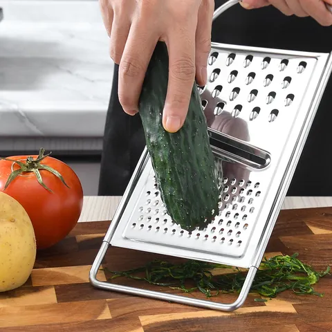 Multifunctional Stainless Steel Vegetable Grater Slicer 3-in-1 Manual Shredder For Kitchen Carrot Potato Slicer With Handle