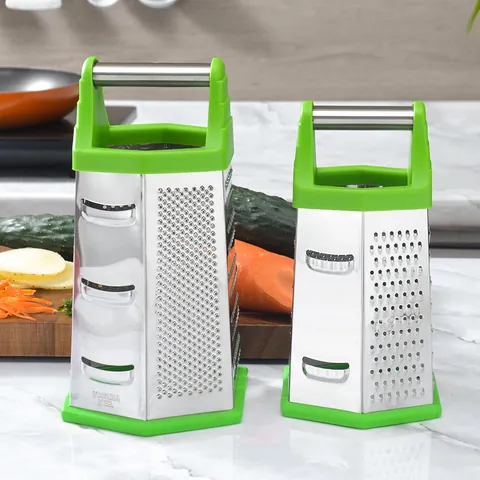 Stainless Steel Box Grater Multi-Functional Vegetable Slicer For Kitchen Potato Carrot Cheese Grater With Non-Slip Base And Ergonomic Handle Professional Manual Food Shredder Tool