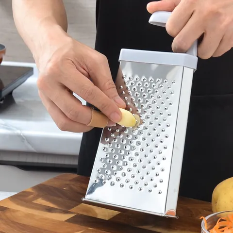 Stainless Steel Multifunctional Box Grater For Vegetable Cheese Slicer Shredder With Ergonomic Handle Non-Slip Base Kitchen Gadget