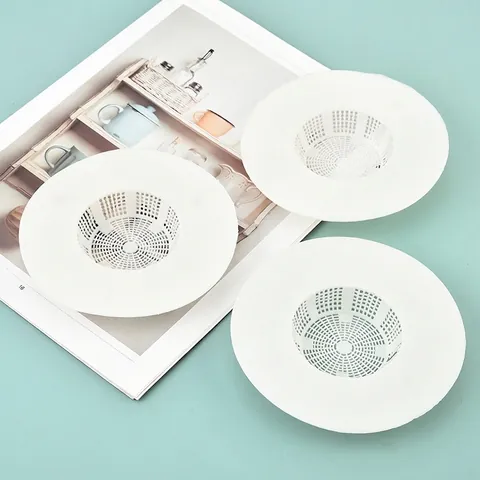 Modern Minimalistisch Wit TPR Gootsteenzeef Ronde Vloerafvoerafdekking Zacht Flexibel Gaasfilter Voor Keuken Badkamer Puin Haar