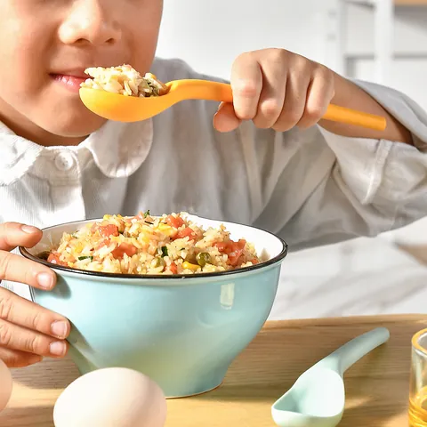 One-Piece Silicone Mixing Spoon Heat Resistant Long Handle Kitchen Tableware For Baby Complementary Food Salad Serving Spoon Tool