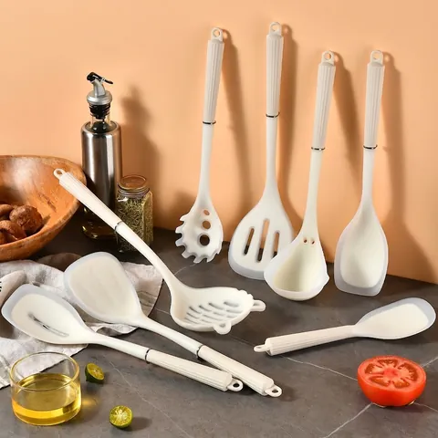 Food Grade Silicone Kitchen Utensil Spatula Soup Spoon Pasta Server Rice Paddle Heat Resistant Non-Stick Cooking Tools