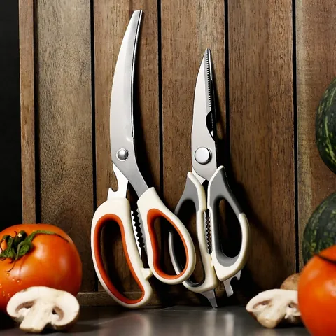 2Pcs Heavy Duty Multifunctional Stainless Steel Kitchen Shears Set Detachable Poultry Chicken Bone Scissors Korean BBQ Meat Shears With Non-Slip Handle