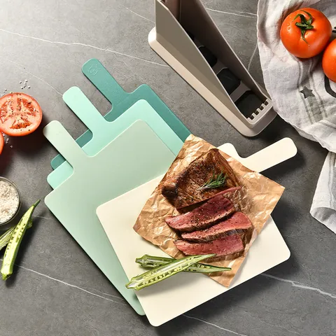 Non-Slip PP Cutting Board Classification Icons Index With Drying Storage Holder Anti-Skid Surface Kitchen Tools Fruits Meat