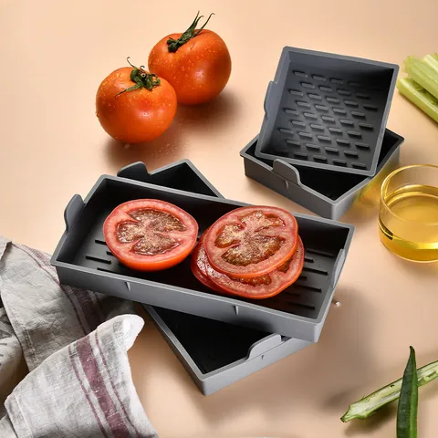 Hitzebeständiges Silikon Backblech Ofenblech Mit Griffen Antihaft Röstpfanne Grau Küchen Backgeschirr Für Ofen Heißluftfritteuse