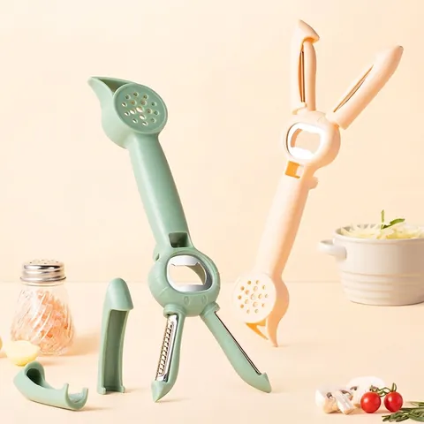 Multifunctional Bunny Ear Bottle Opener Melon Peeler Soda Cap Lifter Can Opener Stainless Steel Peeling Kitchen Tool