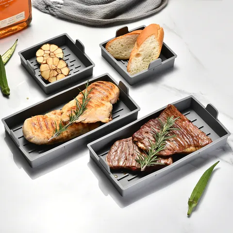 Heat Resistant Silicone Baking Pan Grey Rectangular Square Oven Trays Non-stick Kitchen Bakeware Accessories Collection