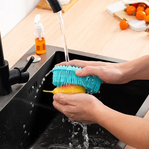 Multipurpose Silicone Double Sided Cleaning Brush Soft Bristles Massage Scrubber For Body Dish Pet Fruit Vegetable Wash