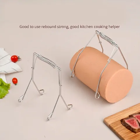 304 Stainless Steel Spring Frying Clip Sausage Meat Roll Tongs Flexible Wire Kitchen Cooking Tool Heat Resistant Food Clip