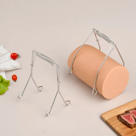 304 Stainless Steel Frying Tool Spring Loaded Meat Roll Sausage Clip Cooking Clamping Holder Kitchen Frying Assistant Gadget