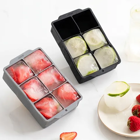 Square Silicone Ice Cube Mold With Lid For Whiskey Multi Grid Large Cubes Flexible Reusable Kitchen Bar Beverage Making Tool
