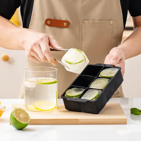 Square Silicone Ice Cube Mold With Lid For Whiskey Multi Grid Large Cubes Flexible Reusable Kitchen Bar Beverage Making Tool