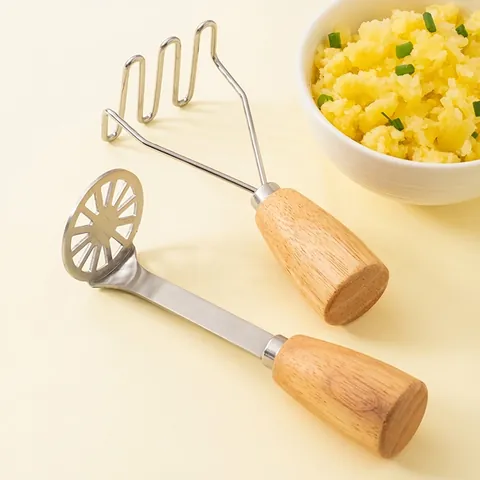 Kartoffelstampfer Aus Edelstahl Mit Holzgriff Manueller Standbarer Speisepresse Für Kartoffelbrei Kürbis Babynahrung Küchenwerkzeug