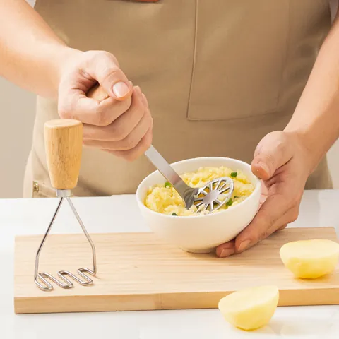 Kartoffelstampfer Aus Edelstahl Mit Holzgriff Manueller Standbarer Speisepresse Für Kartoffelbrei Kürbis Babynahrung Küchenwerkzeug