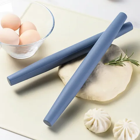 Non-Stick Silicone Rolling Pin For Baking Integrated Dough Roller Tool For Dumpling Skin Pizza Pastry Modern Kitchenware Blue