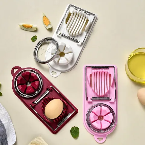 Japanese Style Multifunctional Egg Slicer ABS Plastic And Stainless Steel Manual Slicer For Kitchen Petal Shape Slicing Tool